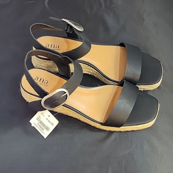 BRAND NEW A.N.A NEW APPROACH ADJUSTABLE BUCKLE ANKLE ONE BAND WEDGE SANDAL - Picture 4 of 14